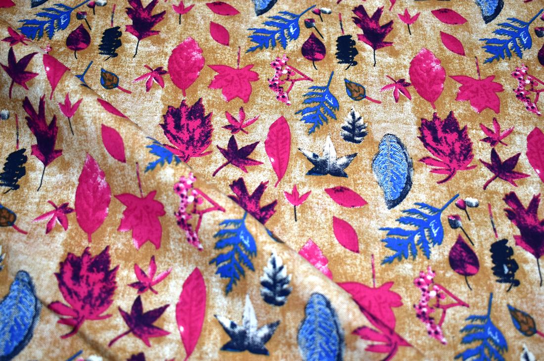 Beige Printed 100% Cotton Poplin Fabric