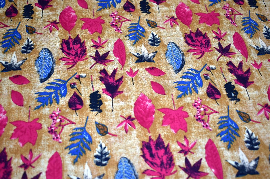 Beige Printed 100% Cotton Poplin Fabric