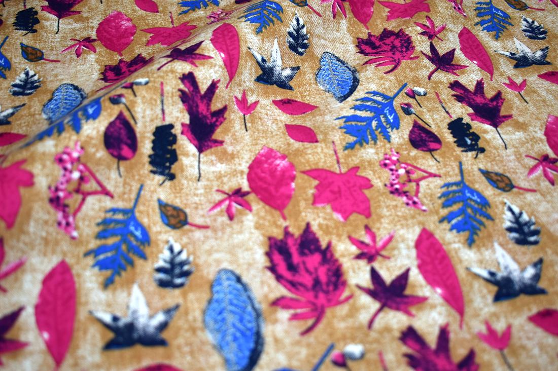 Beige Printed 100% Cotton Poplin Fabric