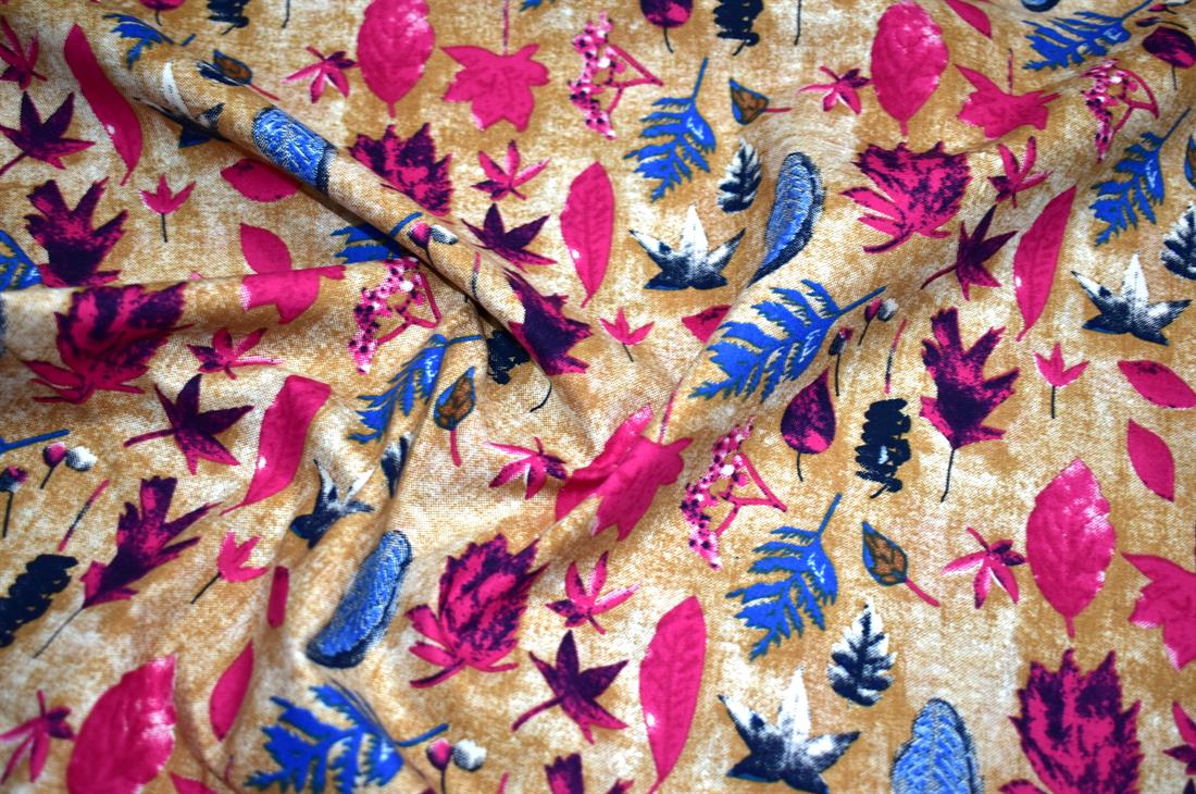 Beige Printed 100% Cotton Poplin Fabric