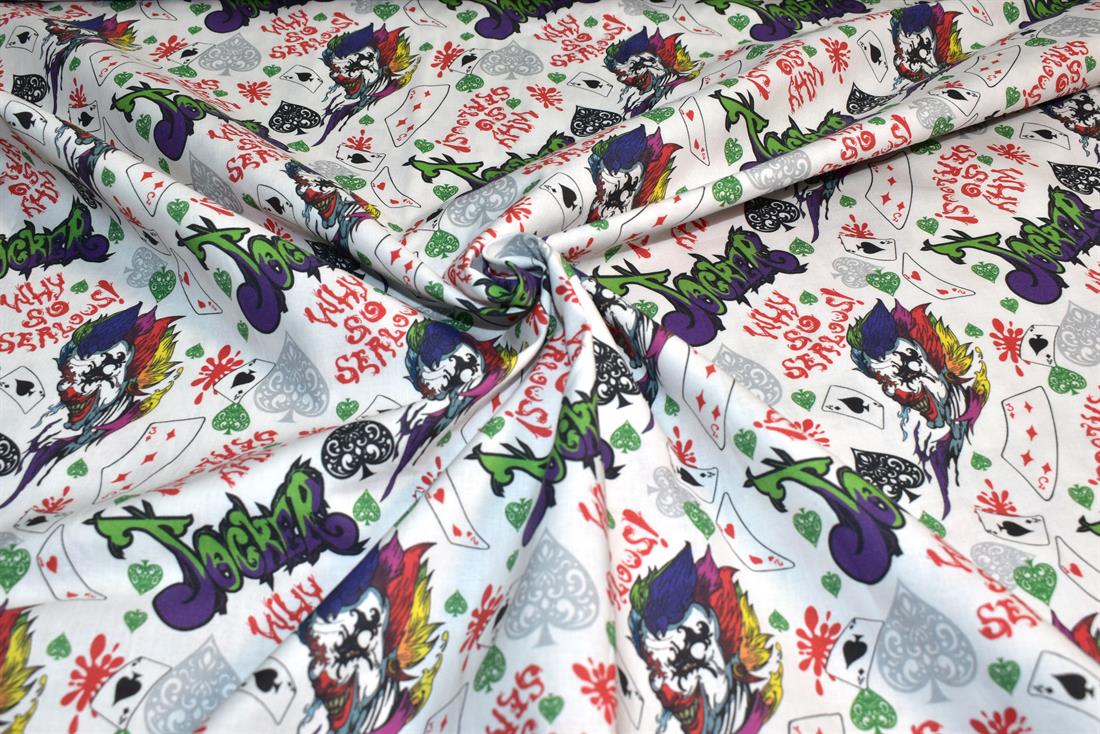 White Little Johnny Printed 100% Cotton Fabric