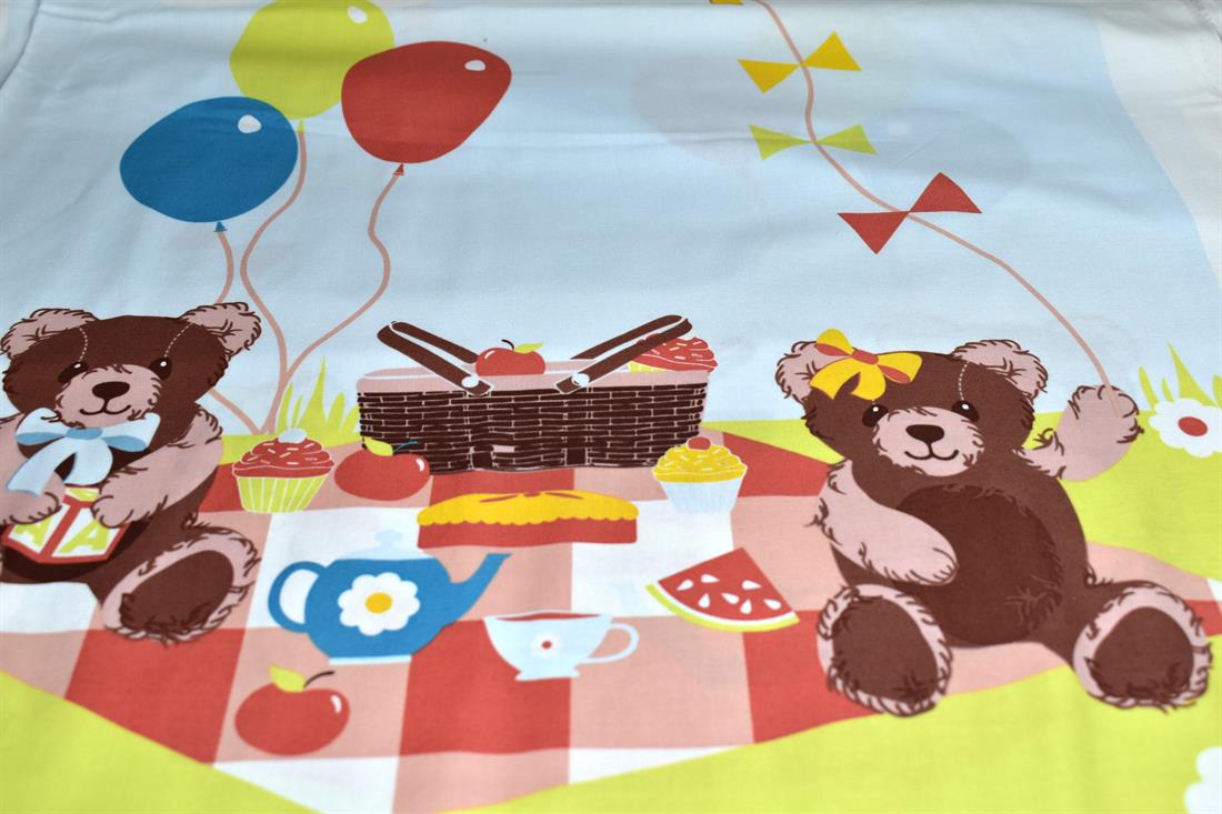 Cream Teddy Bear Printed 100% Cotton Poplin Fabric