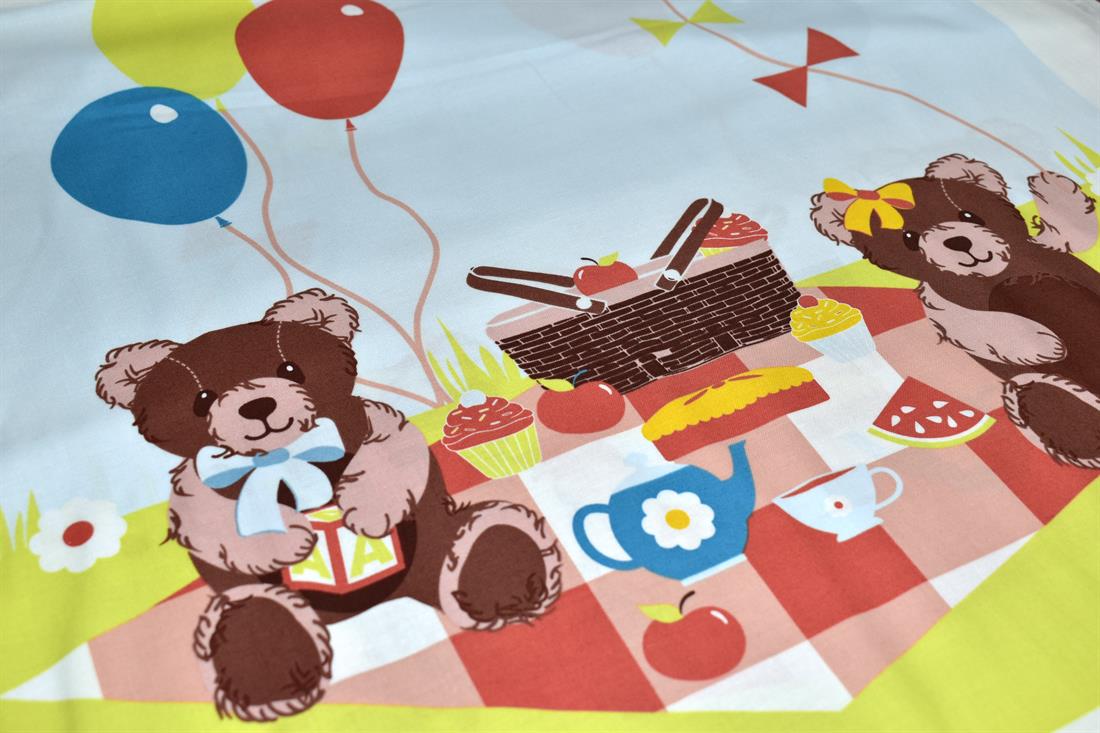 Cream Teddy Bear Printed 100% Cotton Poplin Fabric