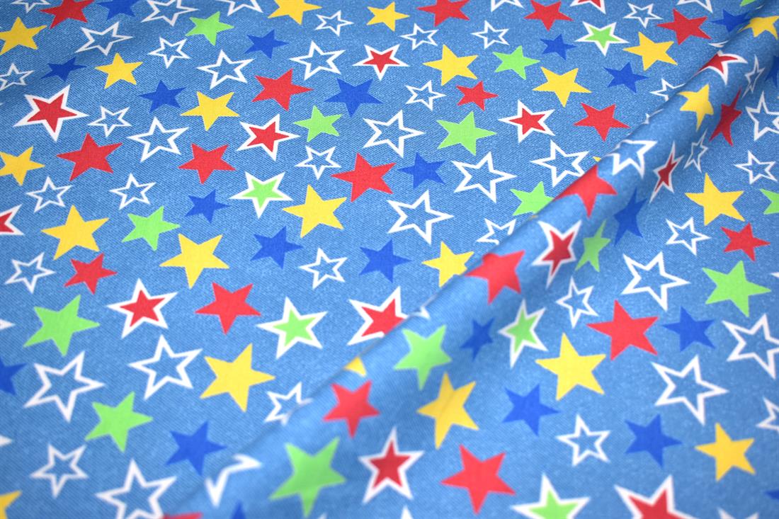Blue Printed 100% Cotton Poplin Fabric