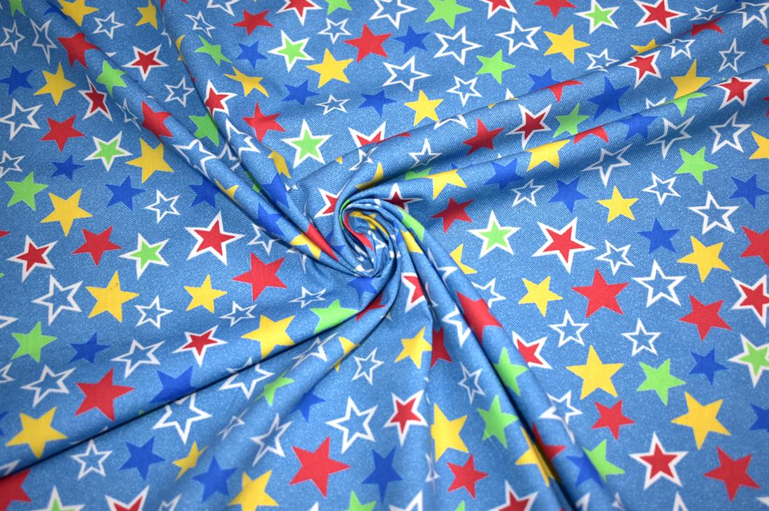 Blue Printed 100% Cotton Poplin Fabric