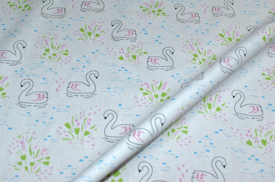 Cream Printed 100% Cotton Poplin Fabric