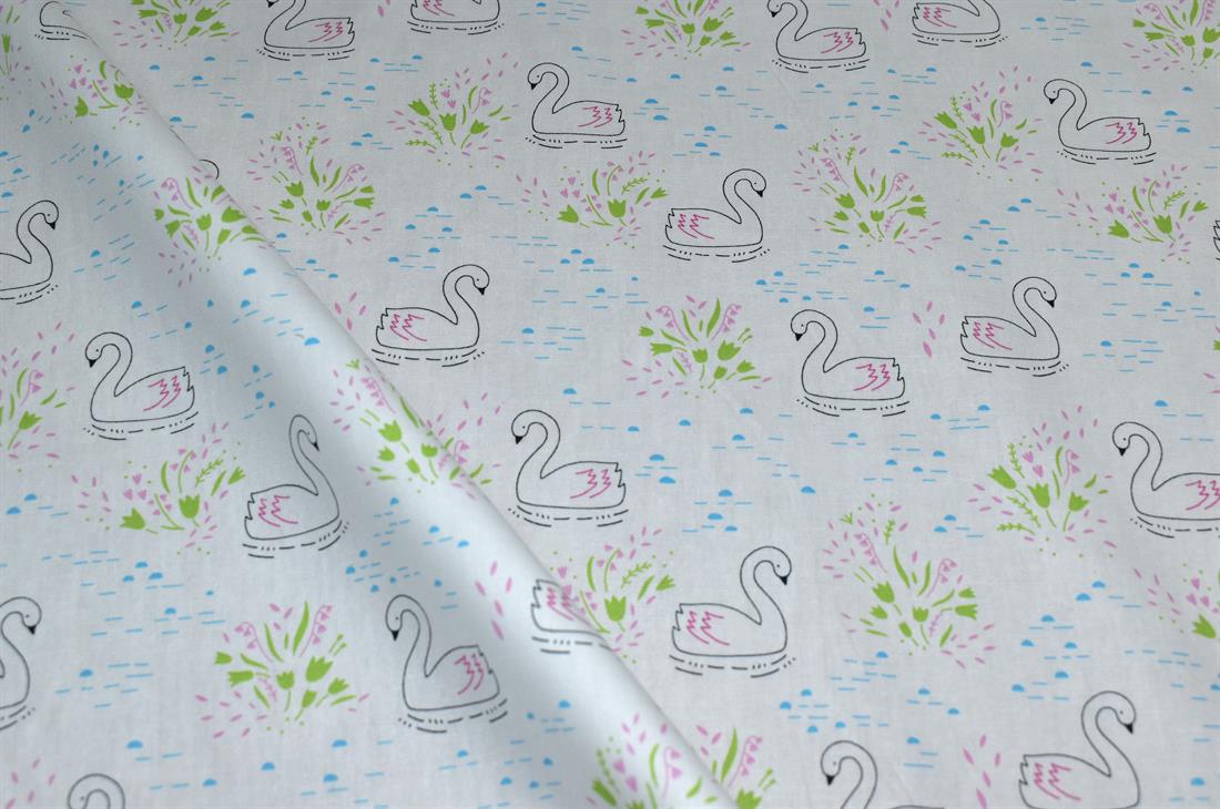 Cream Printed 100% Cotton Poplin Fabric