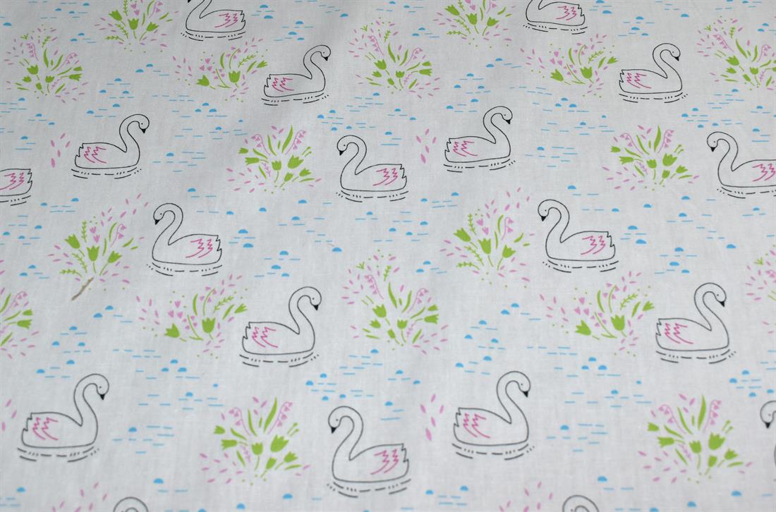 Cream Printed 100% Cotton Poplin Fabric