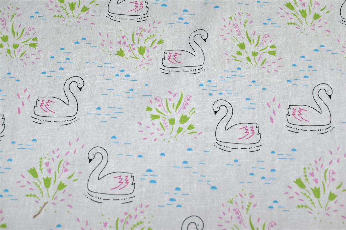 Cream Printed 100% Cotton Poplin Fabric