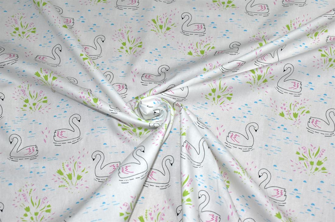Cream Printed 100% Cotton Poplin Fabric