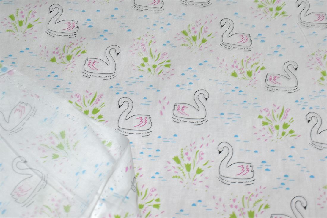 Cream Printed 100% Cotton Poplin Fabric