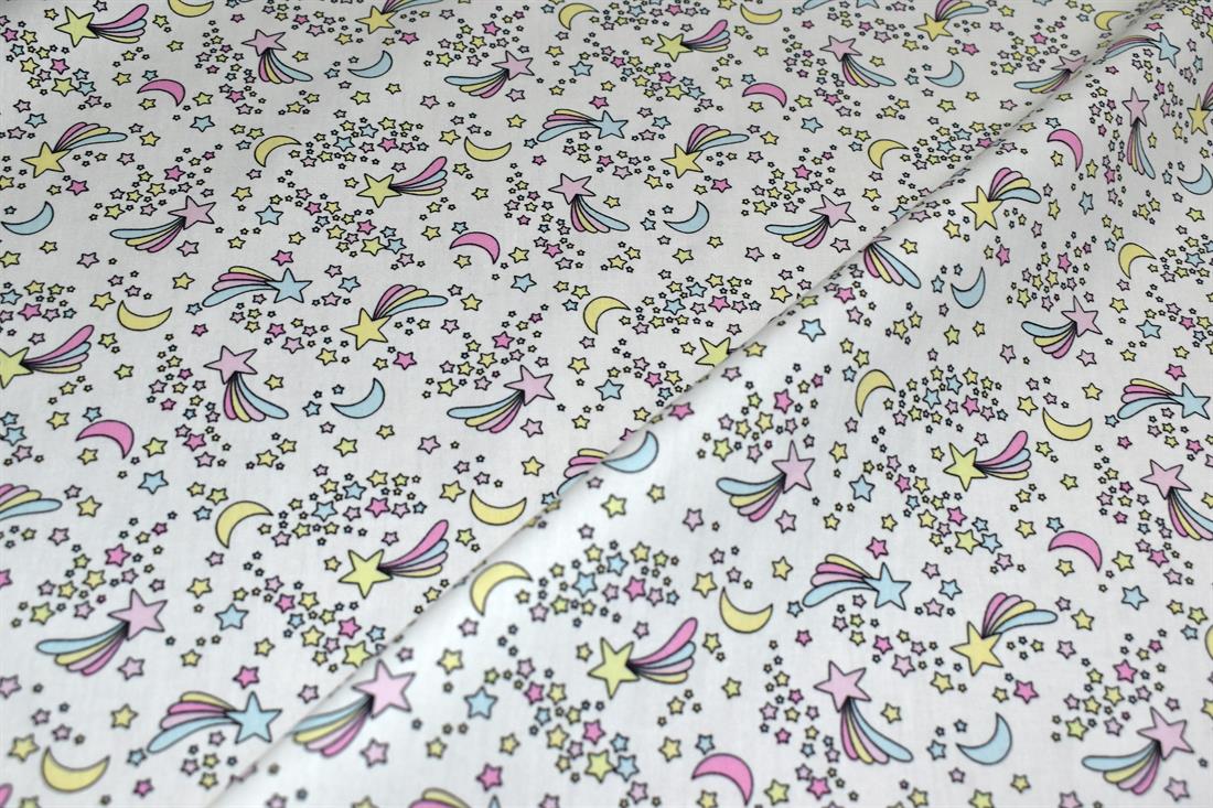 White Printed 100% Cotton Poplin Fabric