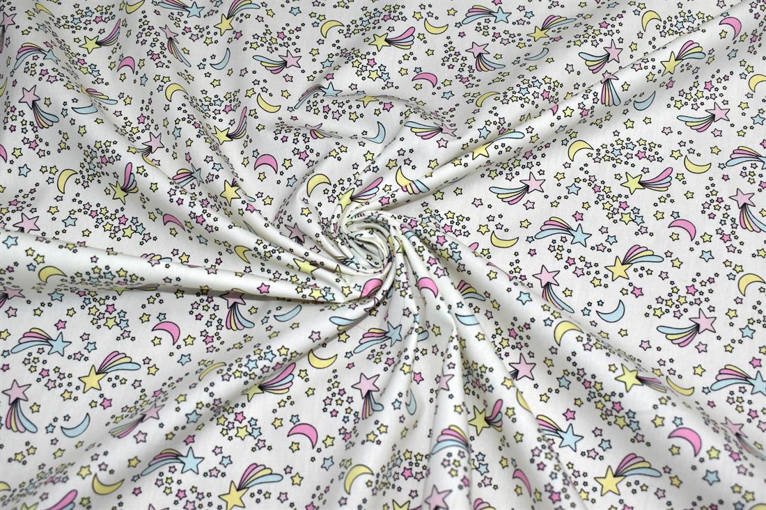 White Printed 100% Cotton Poplin Fabric
