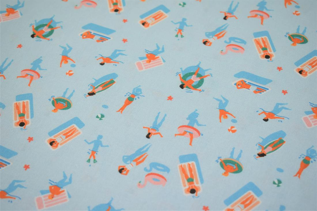 Light Blue Swimming Print