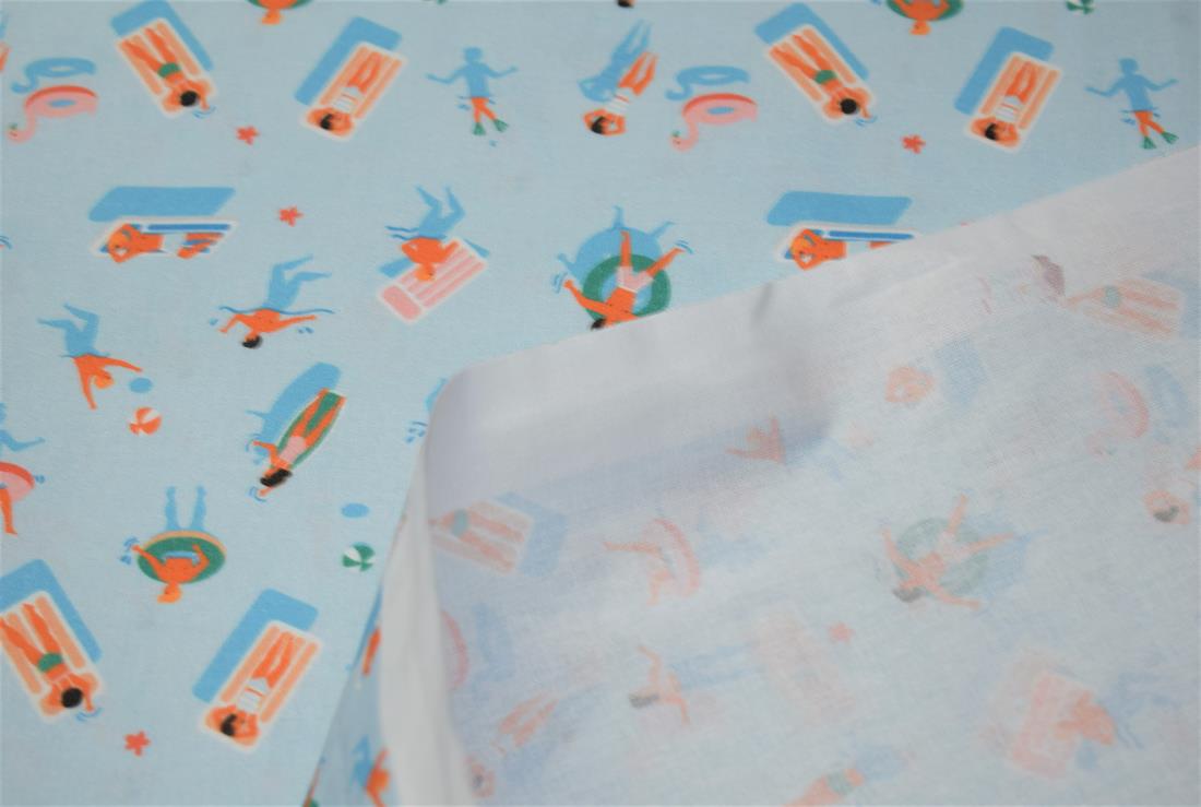 Light Blue Swimming Print