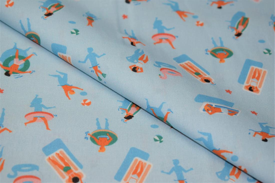 Light Blue Swimming Print