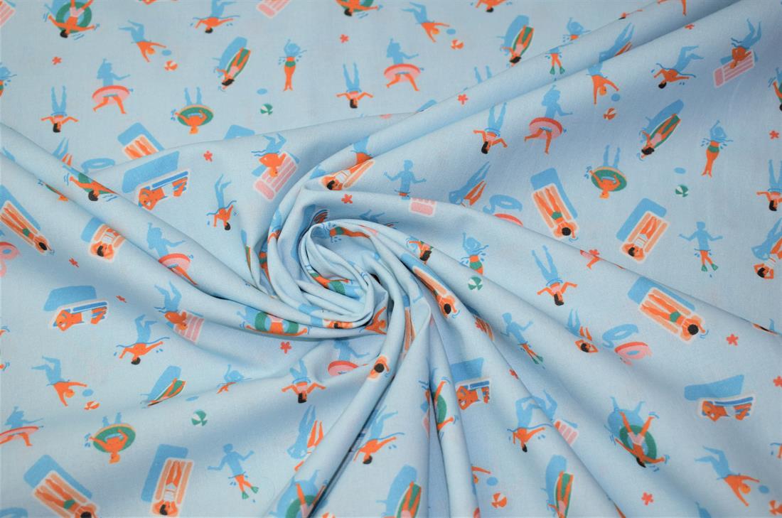 Light Blue Swimming Print