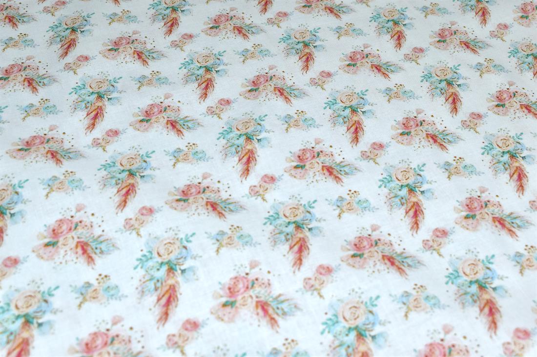 White Flower Printed 100% Cotton Fabric
