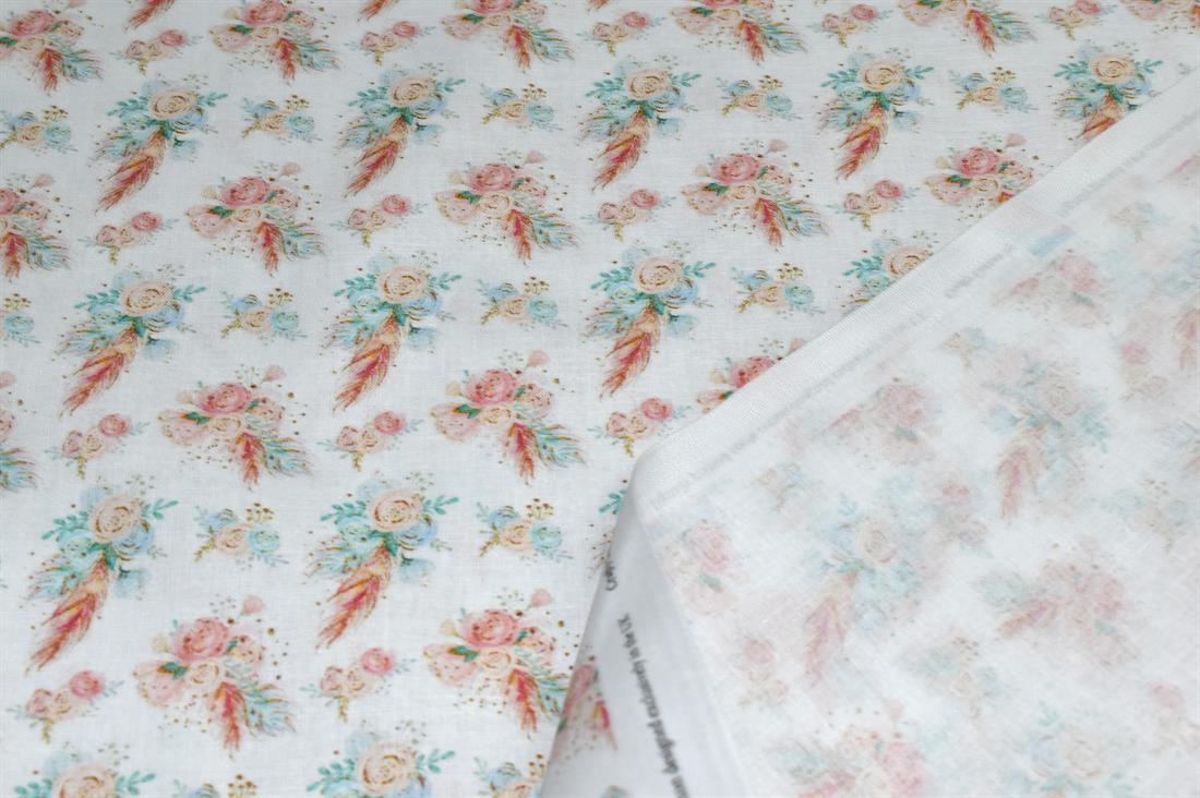 White Flower Printed 100% Cotton Fabric