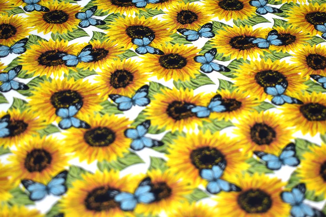 Yellow New Crafty Sunflowers Printed 100% Cotton Fabric