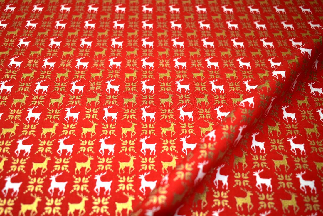 Red Printed Christmas 100% Cotton Fabric