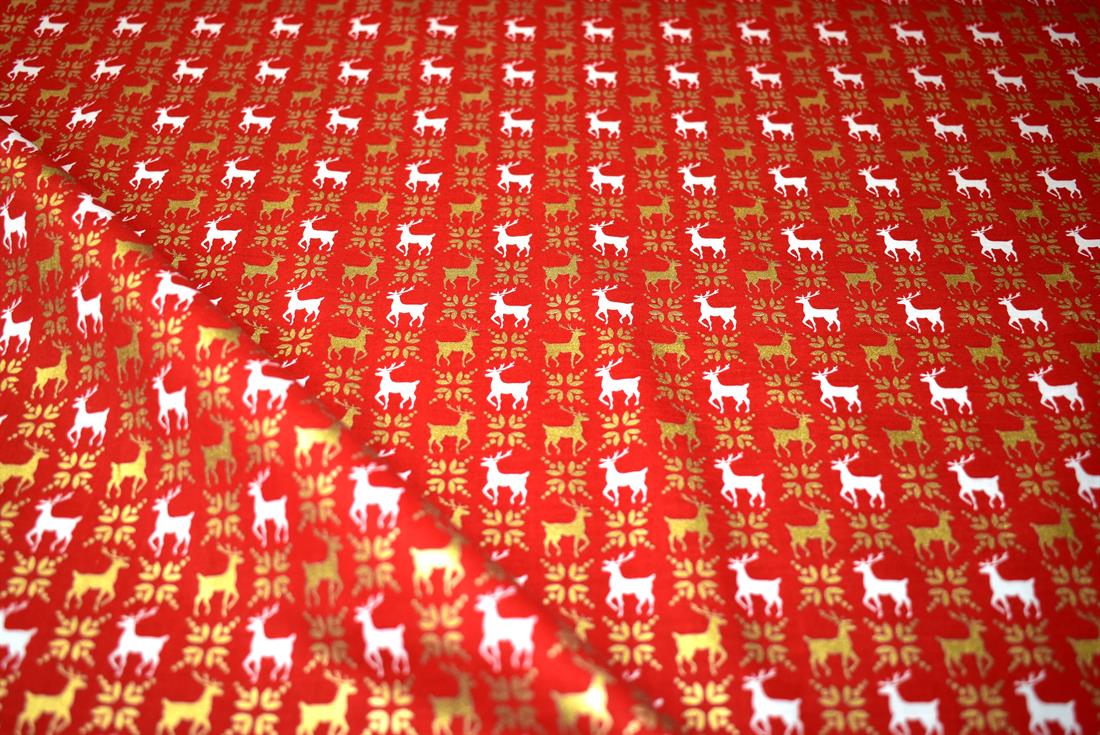 Red Printed Christmas 100% Cotton Fabric
