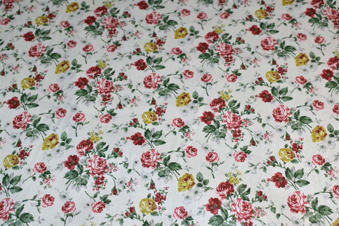 Mint Printed Floral 100% Cotton Poplin Fabric