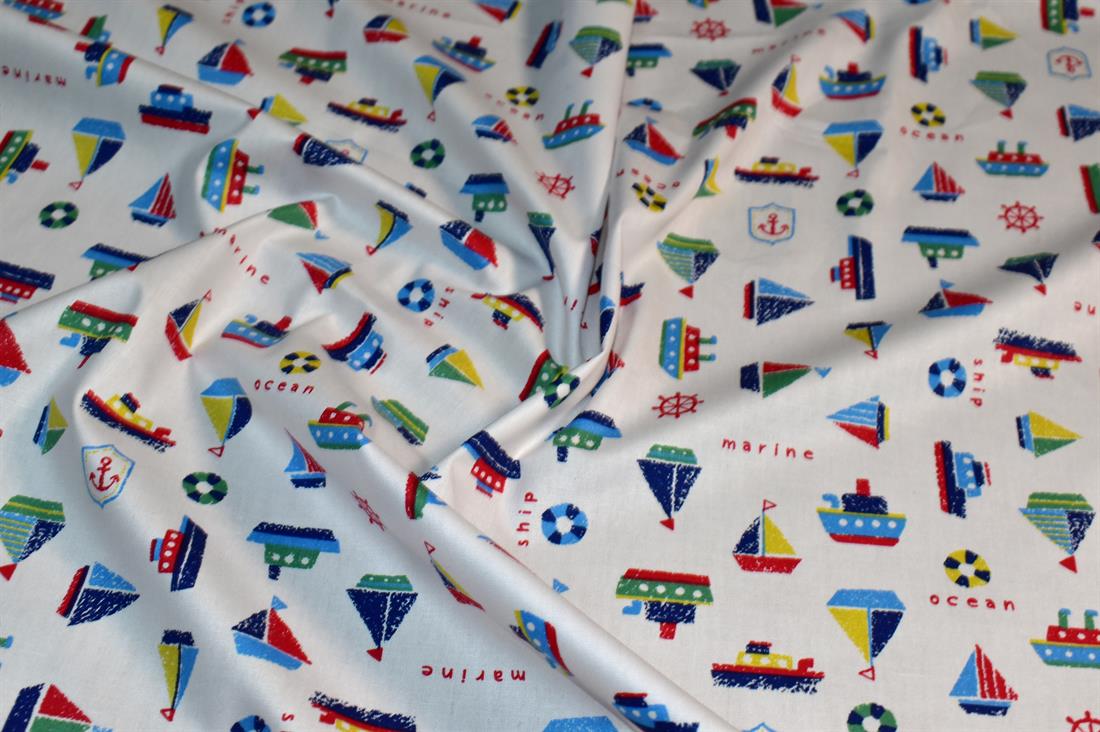 White Printed 100% Cotton Poplin Fabric