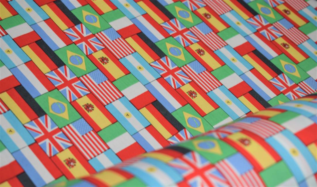 World Flags Print Cotton Fabric