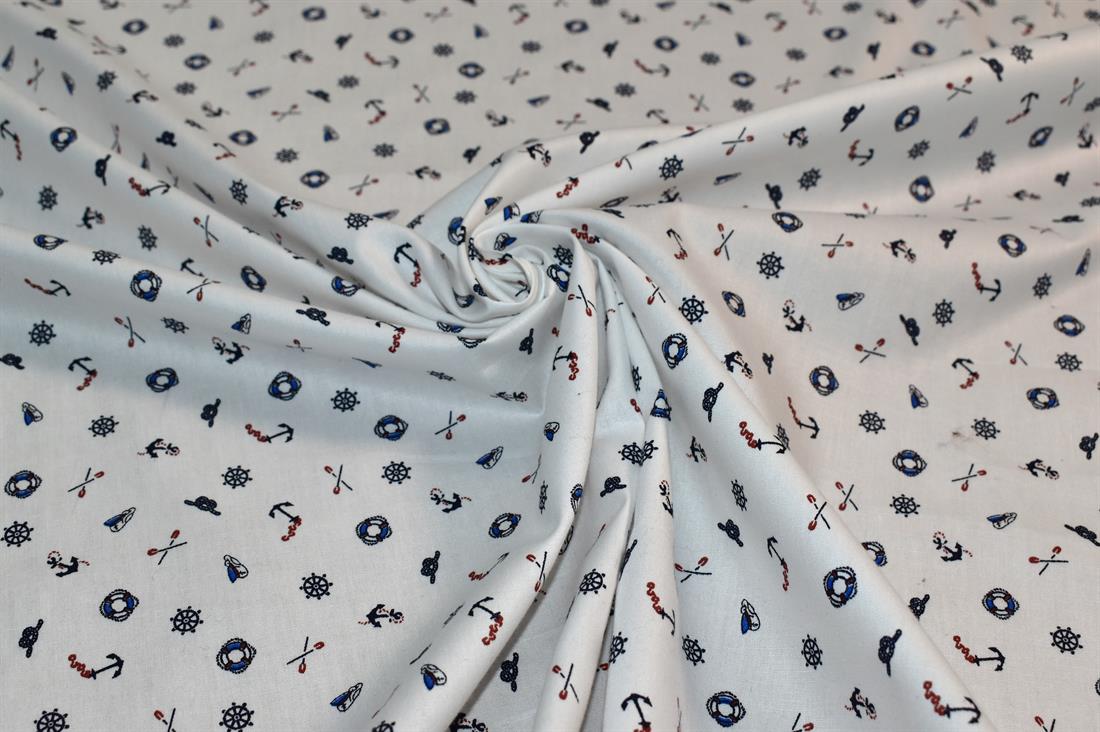 White Printed 100% Cotton Poplin Fabric