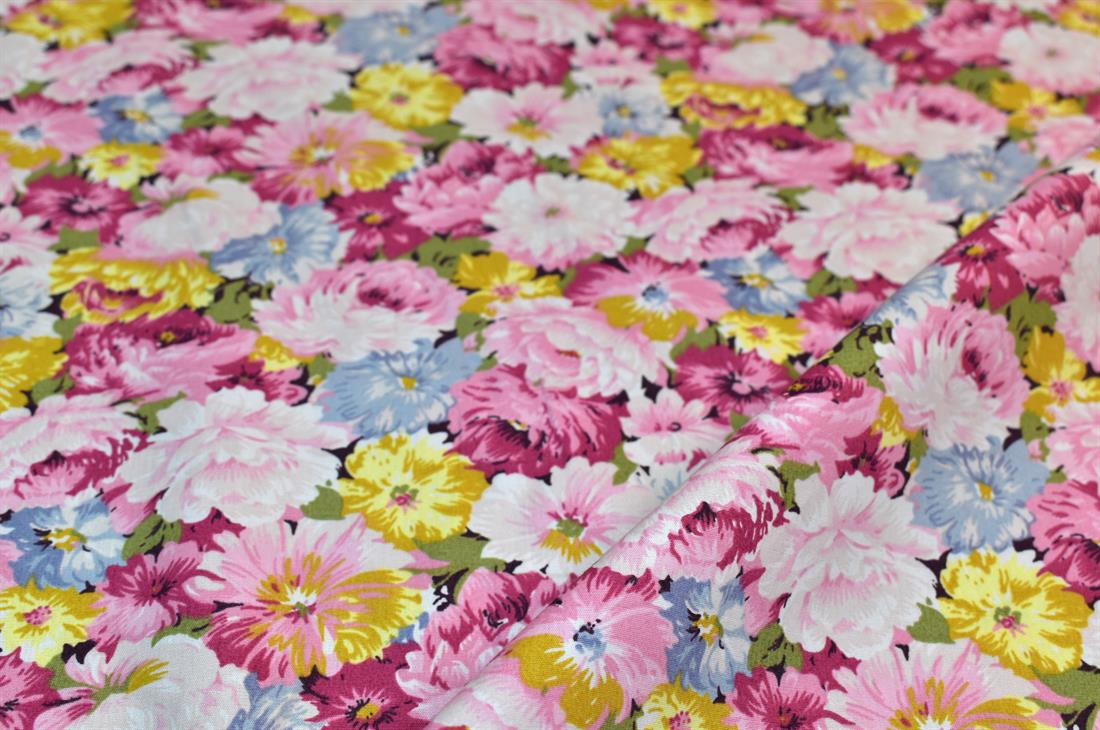 Pink Printed Floral 100% Cotton Poplin Fabric