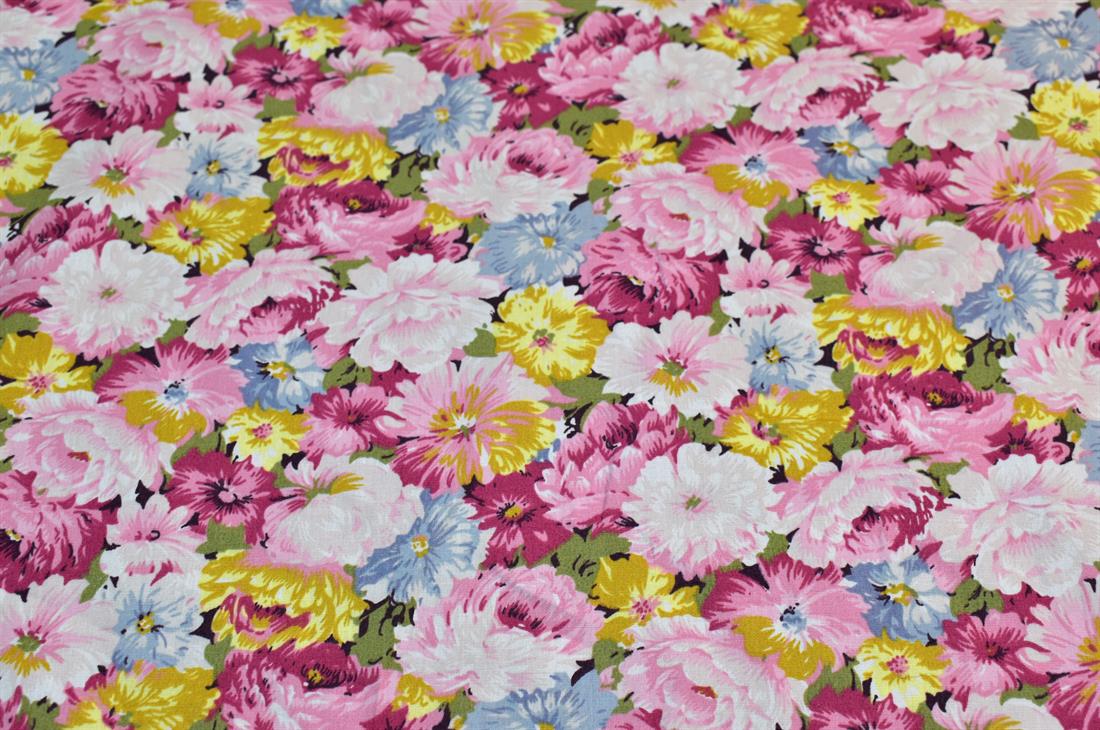 Pink Printed Floral 100% Cotton Poplin Fabric