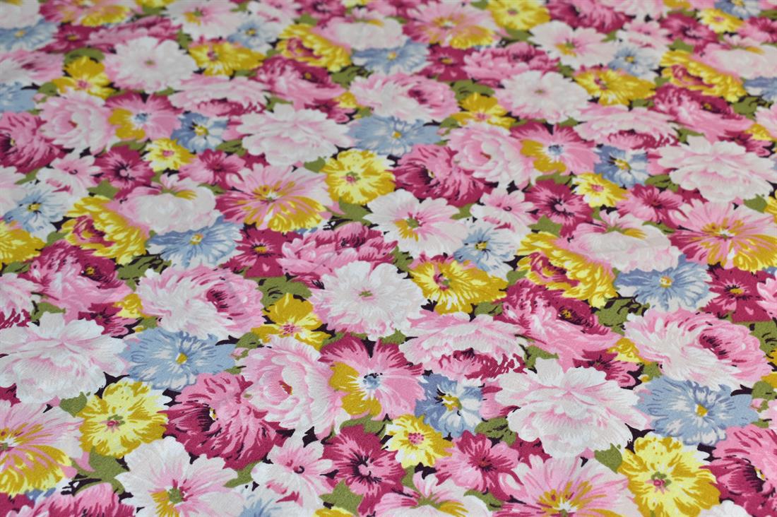 Pink Printed Floral 100% Cotton Poplin Fabric
