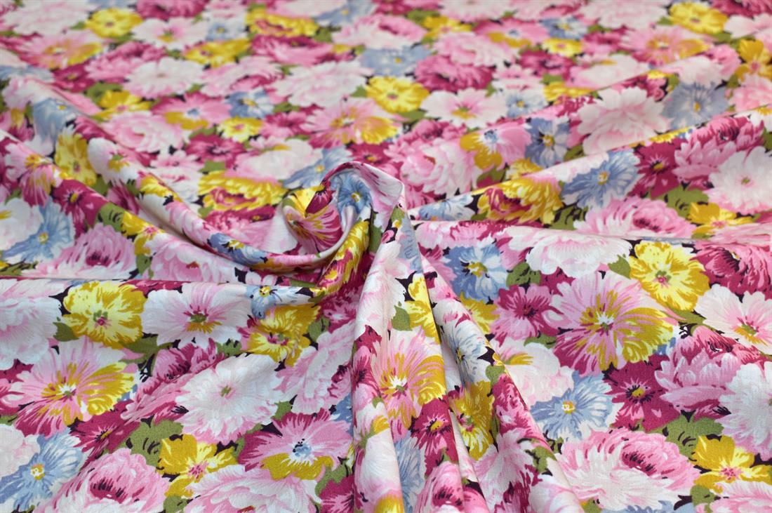 Pink Printed Floral 100% Cotton Poplin Fabric