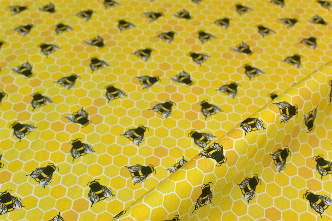 Printed Bees 100% Cotton Poplin Fabric