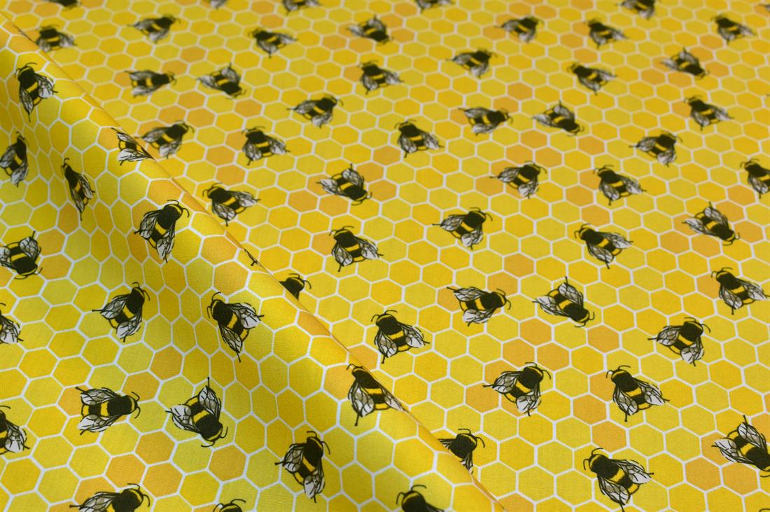 Printed Bees 100% Cotton Poplin Fabric