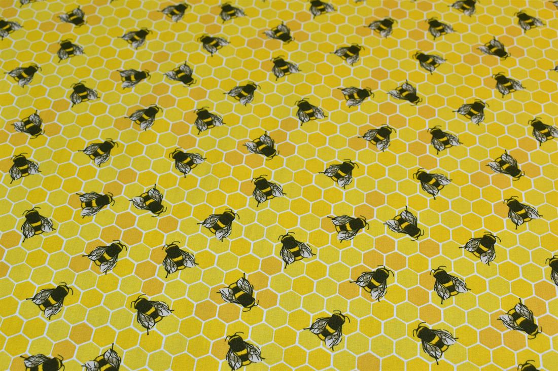 Printed Bees 100% Cotton Poplin Fabric