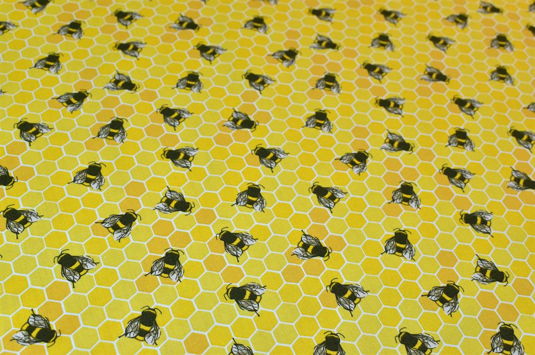 Printed Bees 100% Cotton Poplin Fabric
