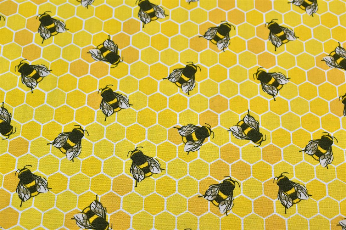 Printed Bees 100% Cotton Poplin Fabric