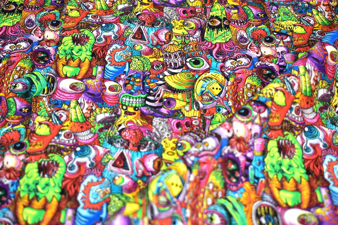 Multi Pink Spacey Spookies - CC391 Printed Hallowen 100% Cotton Fabric
