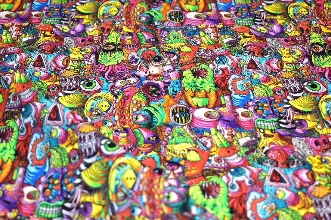 Multi Pink Spacey Spookies - CC391 Printed Hallowen 100% Cotton Fabric