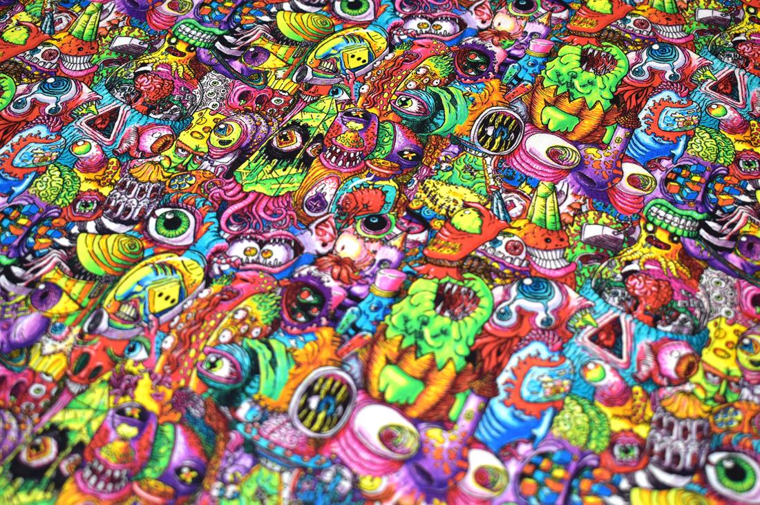 Multi Pink Spacey Spookies - CC391 Printed Hallowen 100% Cotton Fabric
