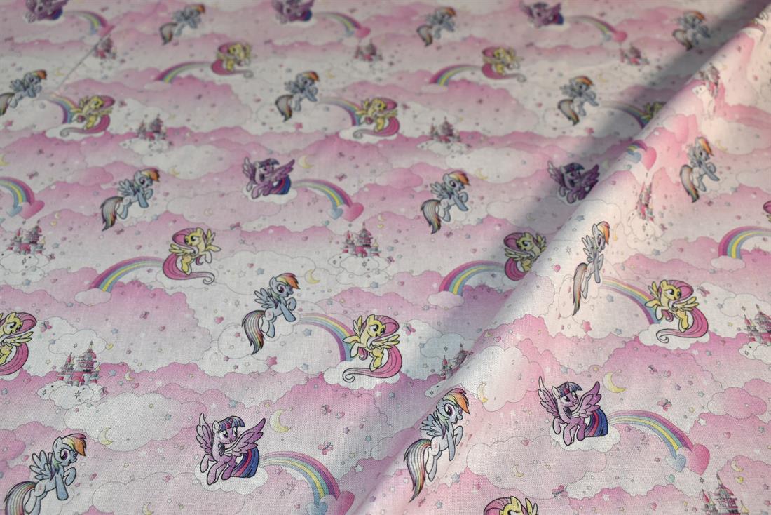 Pink Printed Little Johnny 100% Cotton Fabric