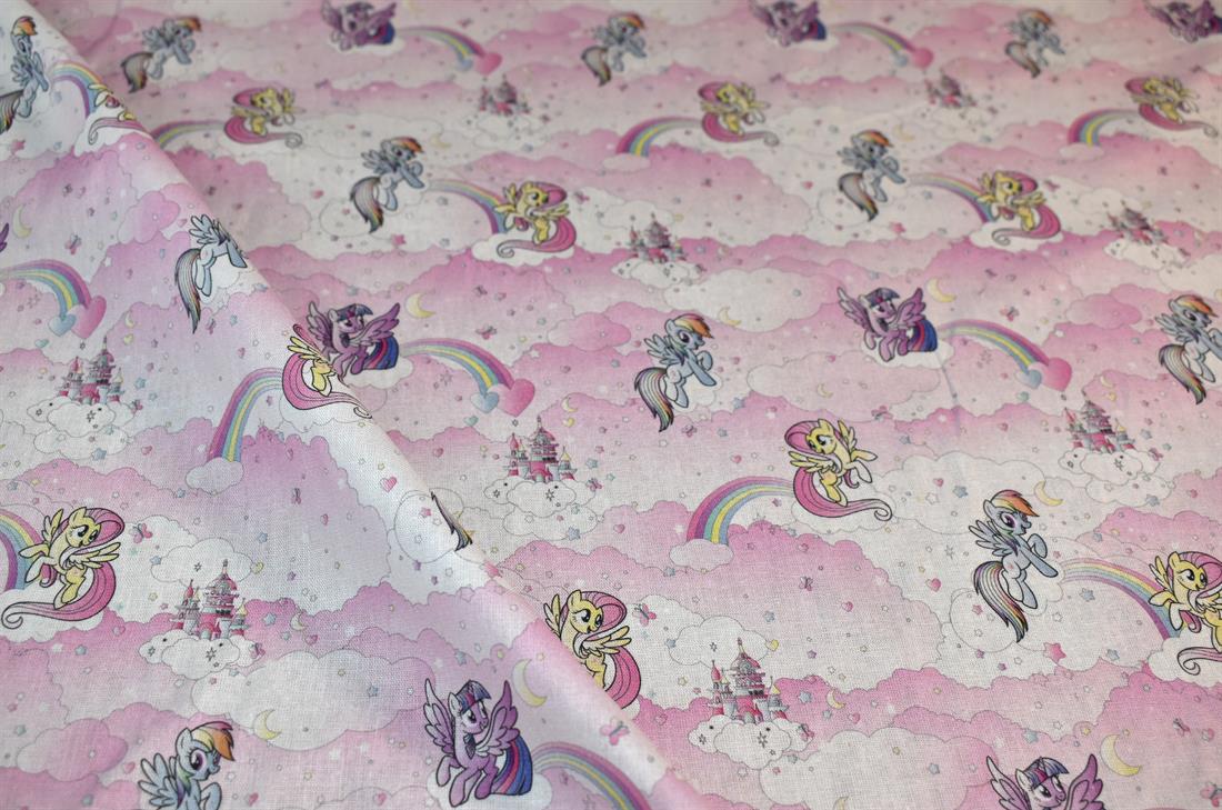 Pink Printed Little Johnny 100% Cotton Fabric