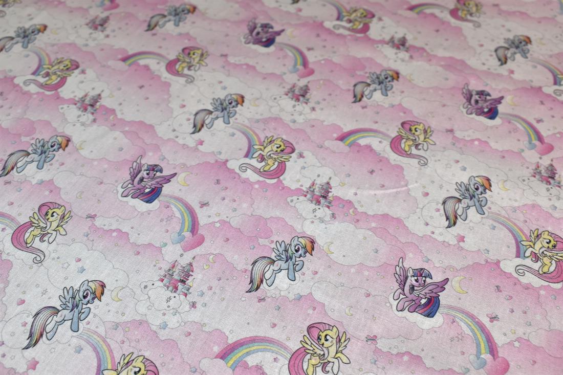 Pink Printed Little Johnny 100% Cotton Fabric