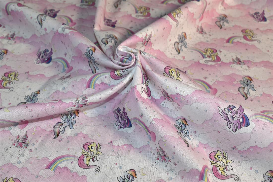 Pink Printed Little Johnny 100% Cotton Fabric