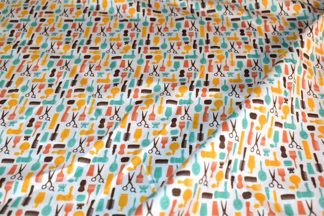 White & Yellow Printed 100% Cotton Fabric