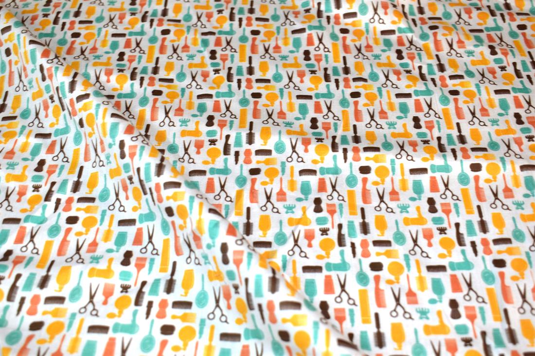 White & Yellow Printed 100% Cotton Fabric