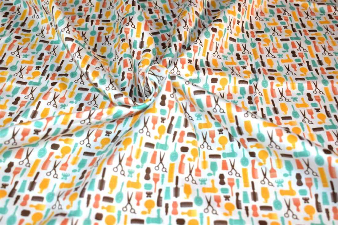 White & Yellow Printed 100% Cotton Fabric