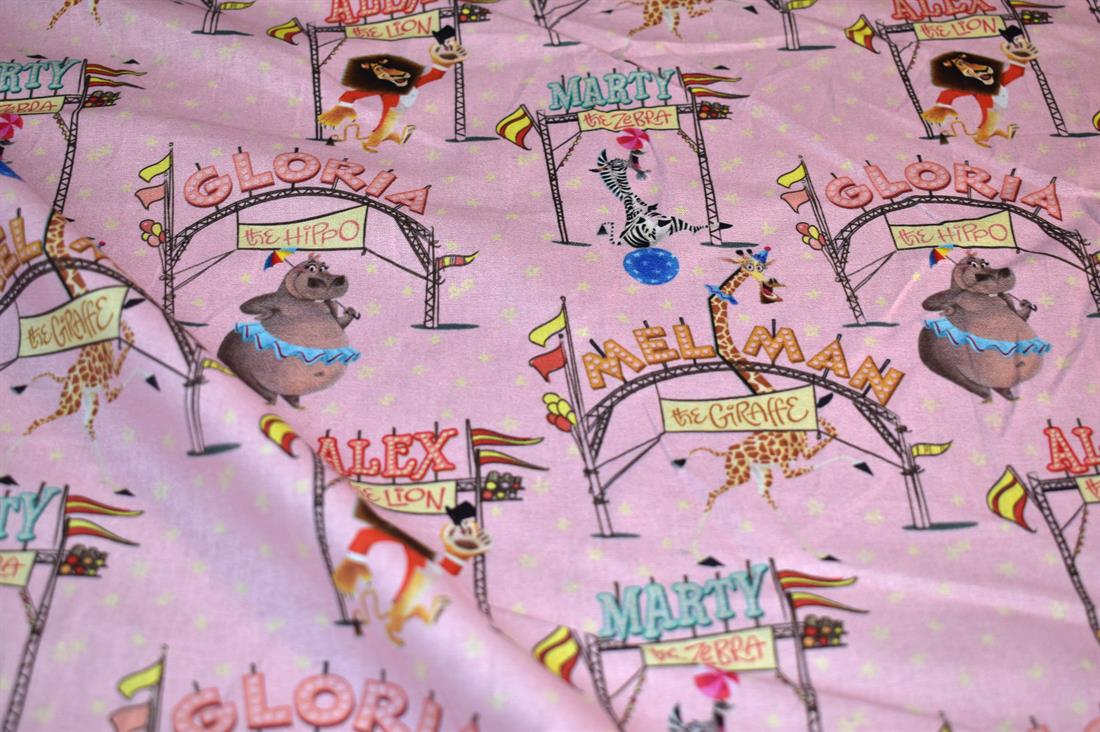 Pink Printed Animal 100% Cotton Poplin